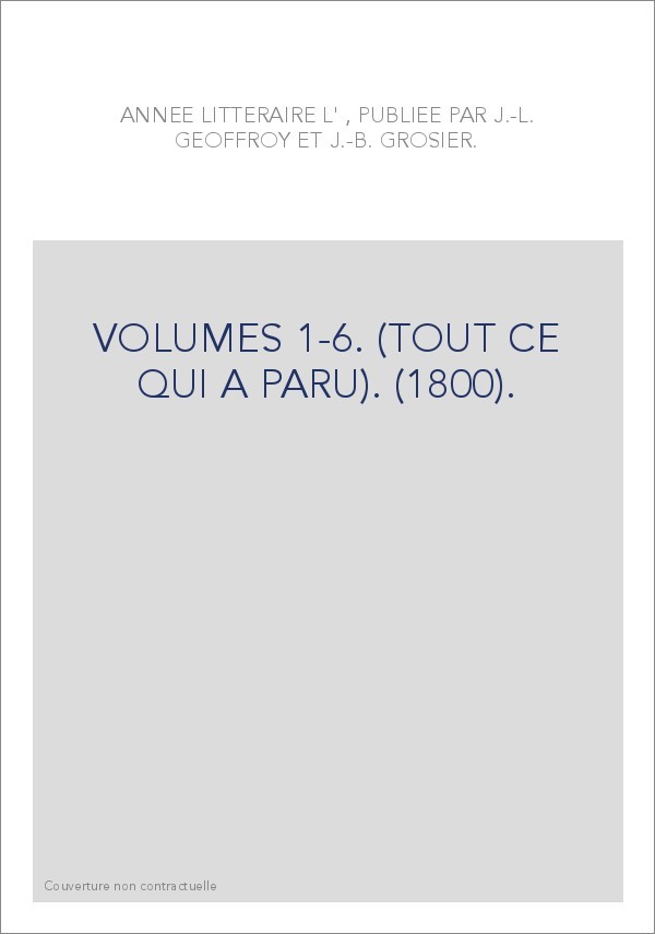 L'ANNEE LITTERAIRE. (1800).