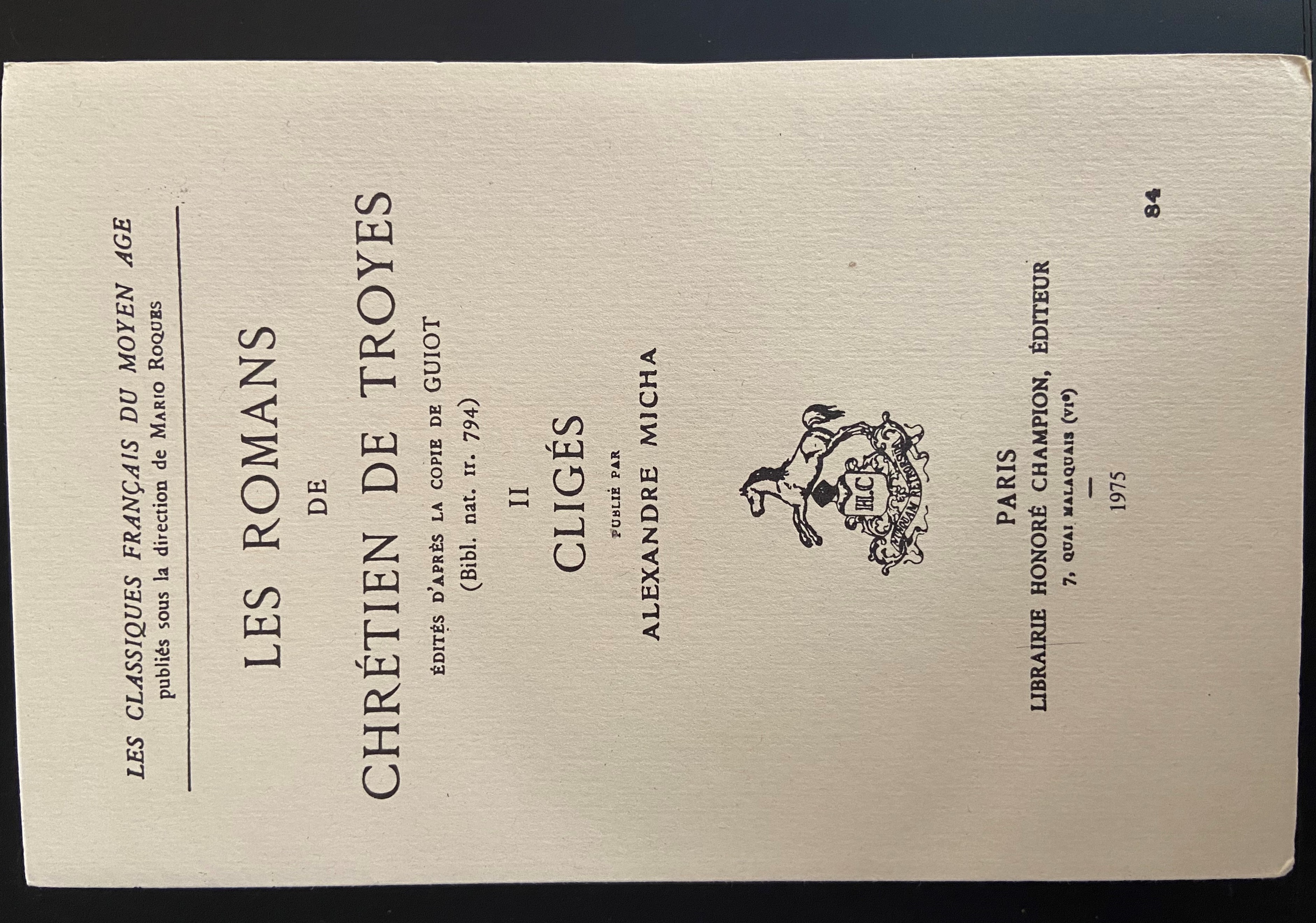 CLIGÈS EN ANCIEN FRANÇAIS