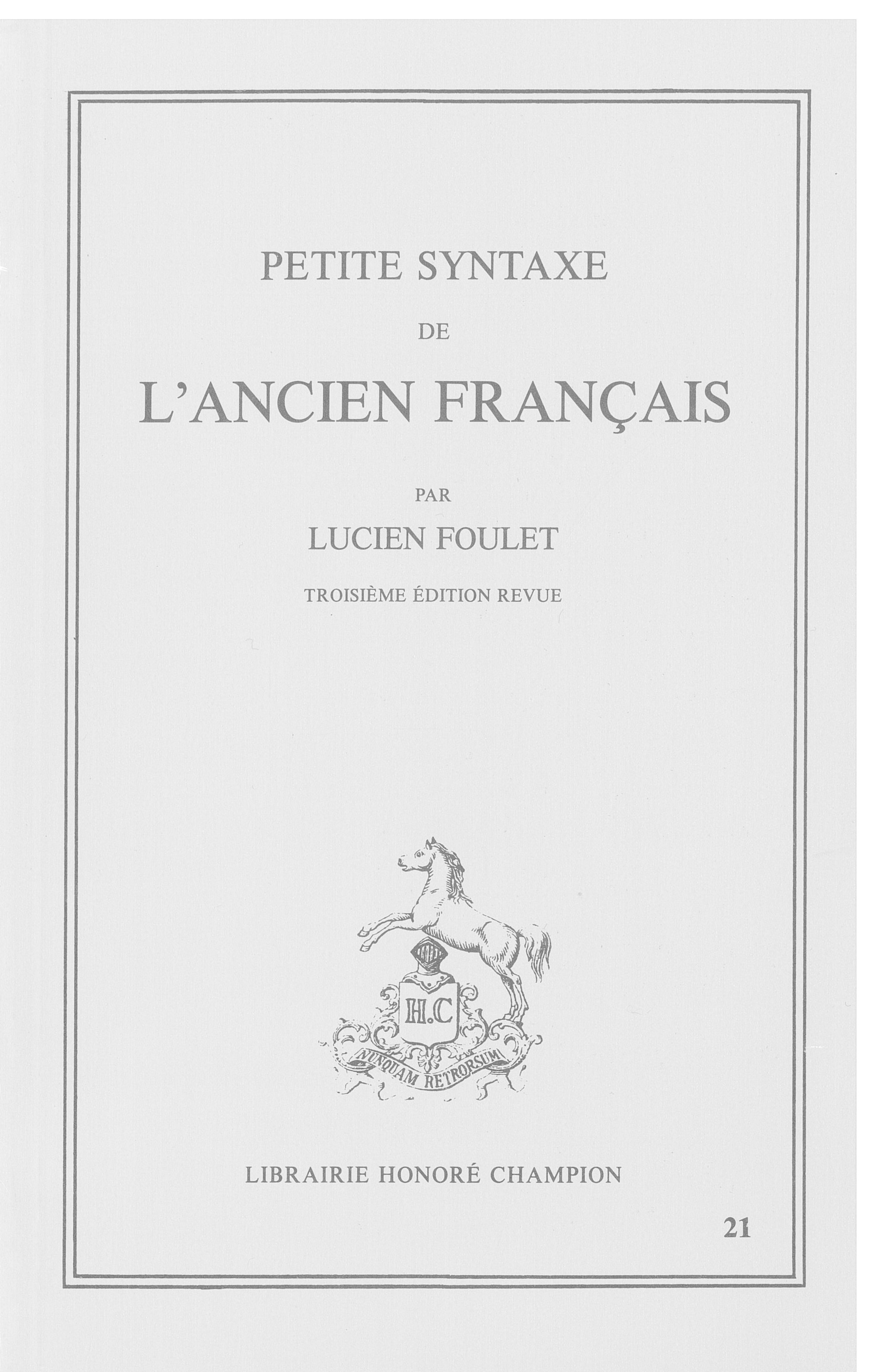 PETITE SYNTAXE DE L'ANCIEN FRANCAIS (1928)