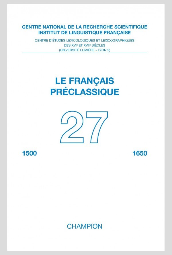 LE FRANÇAIS PRÉCLASSIQUE 27